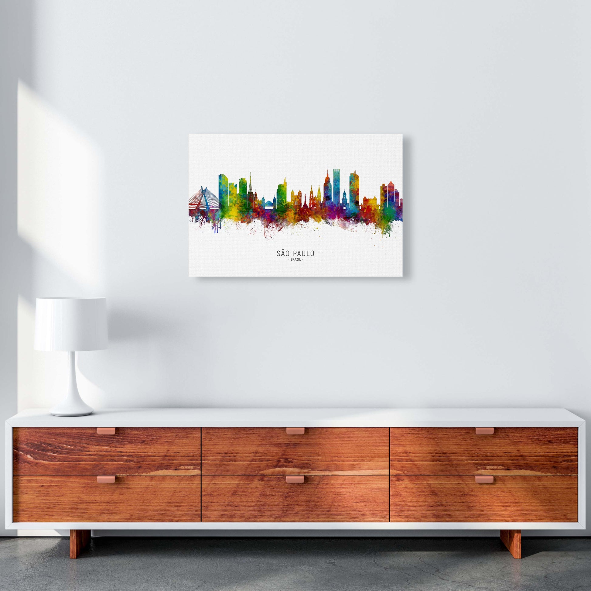 Sao Paulo Brazil Skyline Art Print by Michael Tompsett A2 Canvas