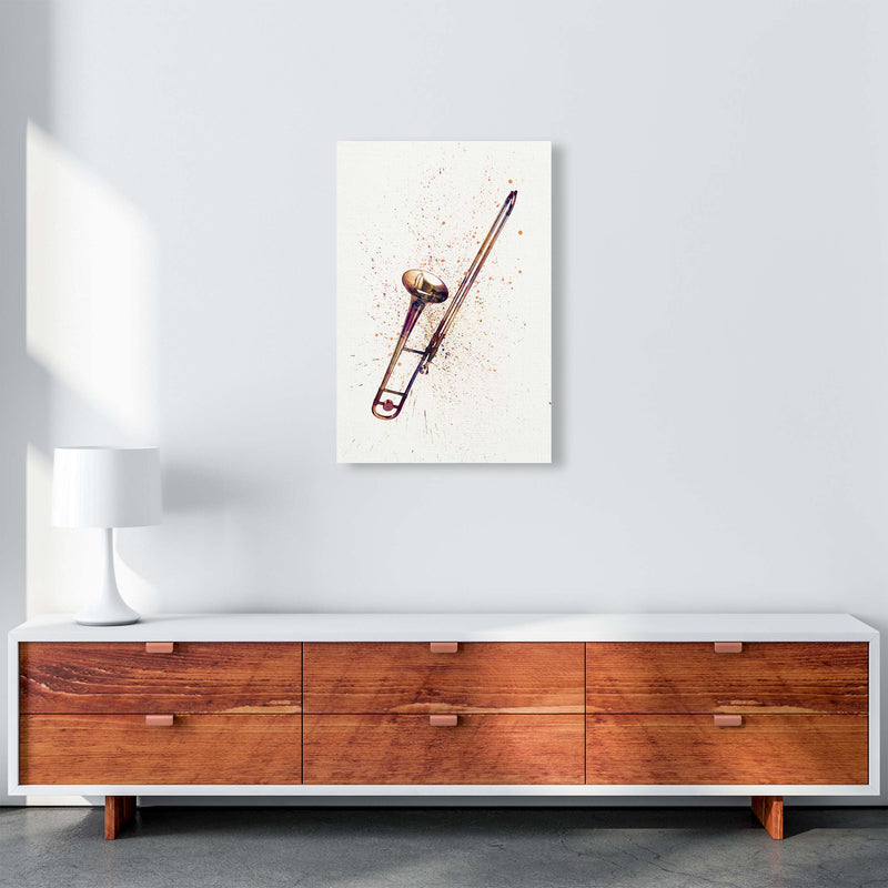 Trombone Watercolour Art Print by Michael Tompsett A2 Canvas