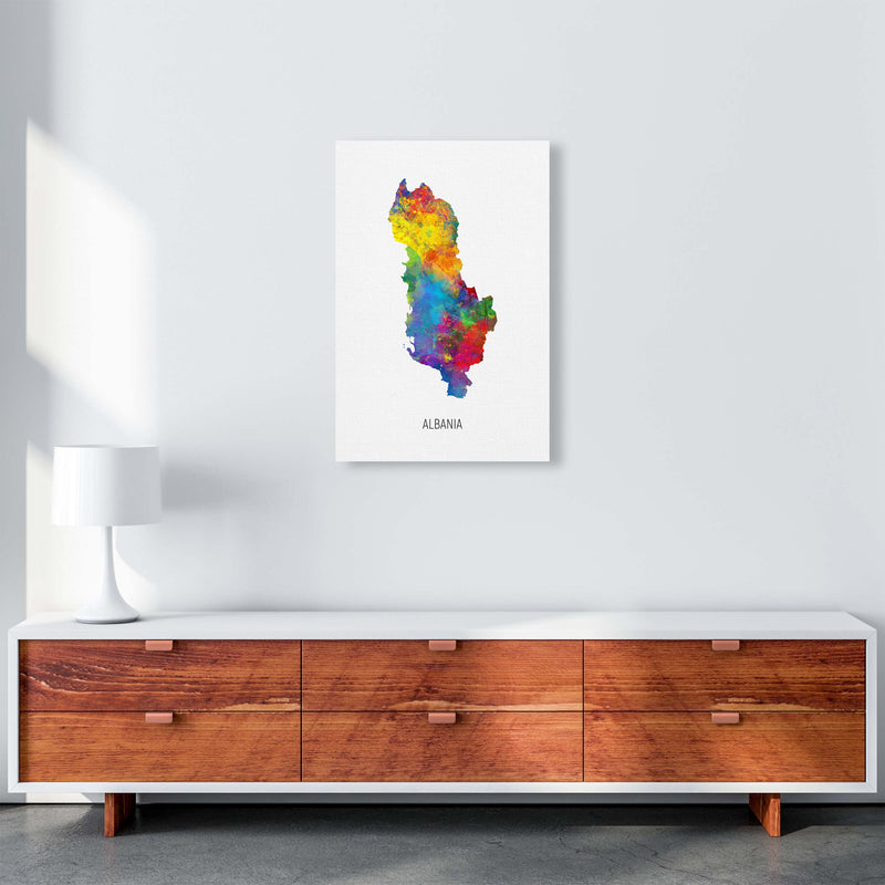 Albania Watercolour Map Art Print by Michael Tompsett A2 Canvas