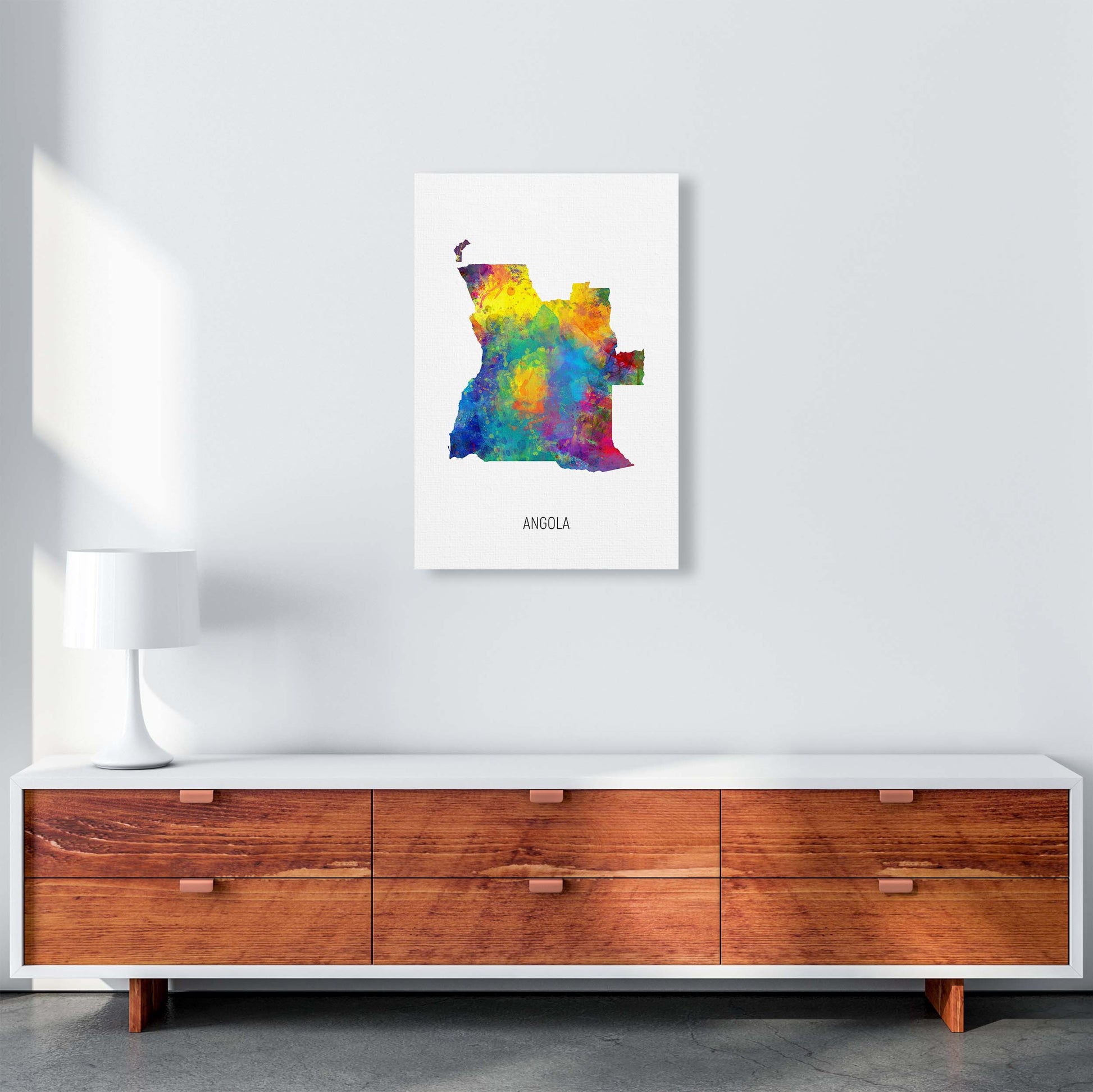 Angola Watercolour Map Art Print by Michael Tompsett A2 Canvas