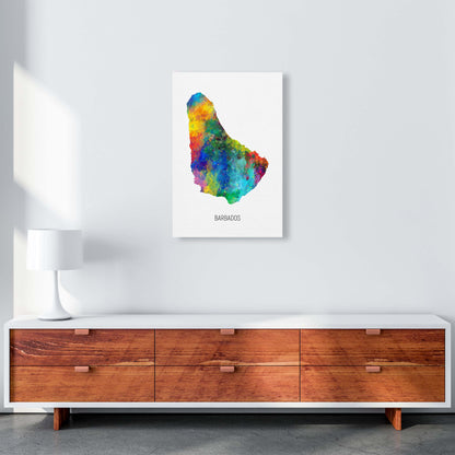 Barbados Watercolour Map Art Print by Michael Tompsett A2 Canvas