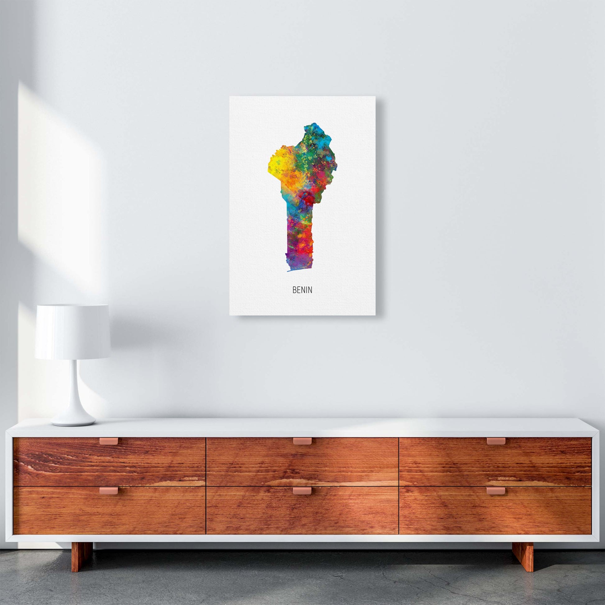 Benin Watercolour Map Art Print by Michael Tompsett A2 Canvas