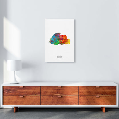 Bhutan Watercolour Map Art Print by Michael Tompsett A2 Canvas