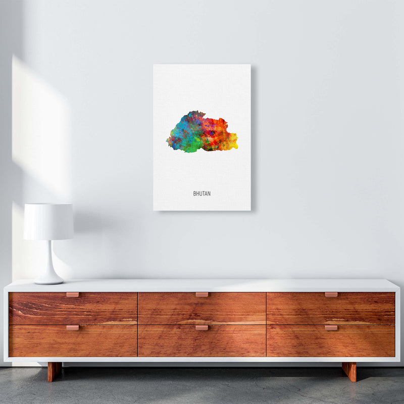 Bhutan Watercolour Map Art Print by Michael Tompsett A2 Canvas