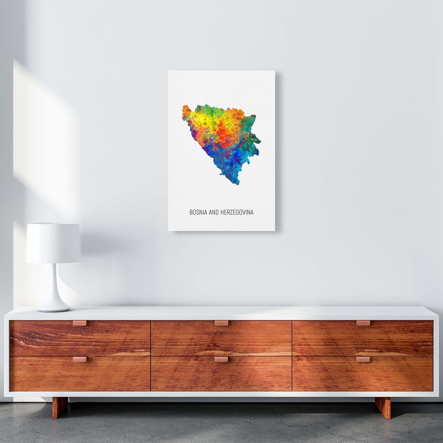 Bosnia And Herzegovina Watercolour Map  by Michael Tompsett A2 Canvas