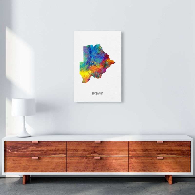 Botswana Watercolour Map Art Print by Michael Tompsett A2 Canvas