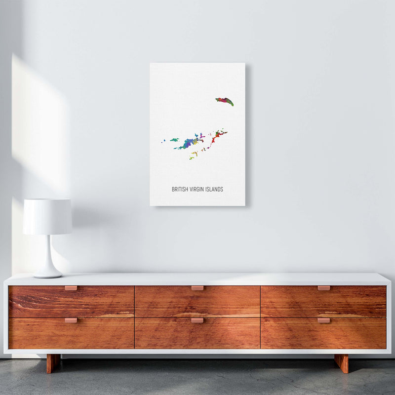 British Virgin Islands Watercolour Map  by Michael Tompsett A2 Canvas