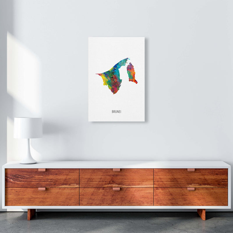 Brunei Watercolour Map Art Print by Michael Tompsett A2 Canvas