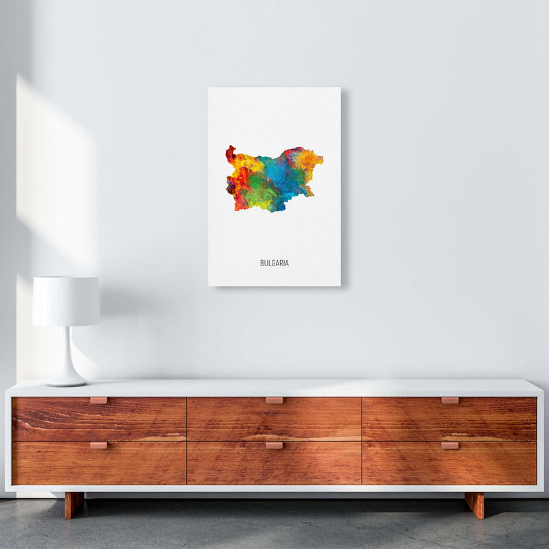 Bulgaria Watercolour Map Art Print by Michael Tompsett A2 Canvas