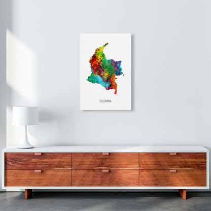 Colombia Watercolour Map Art Print by Michael Tompsett A2 Canvas