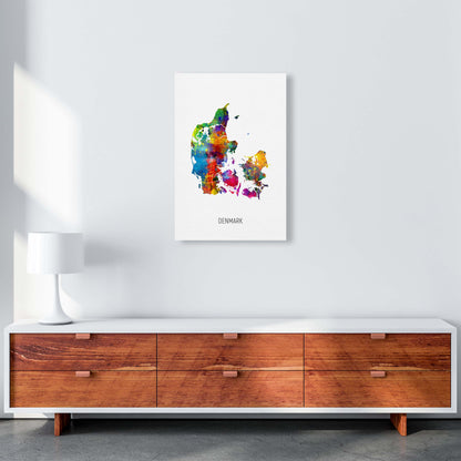 Denmark Watercolour Map Art Print by Michael Tompsett A2 Canvas