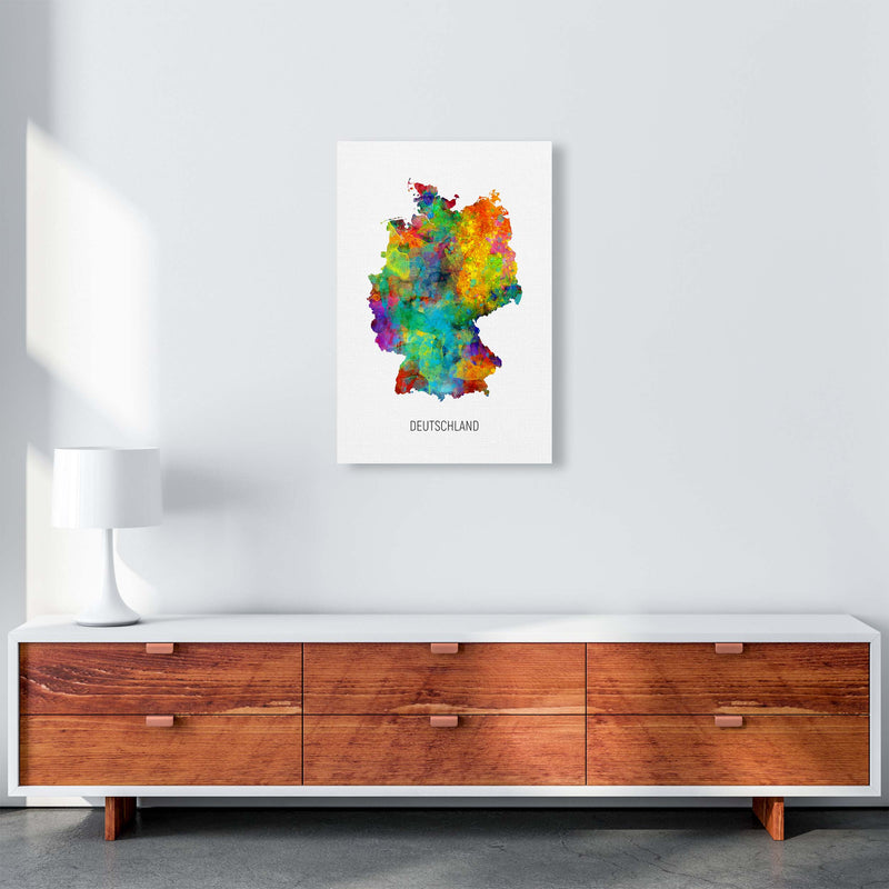 Deutschland Watercolour Map Art Print by Michael Tompsett A2 Canvas
