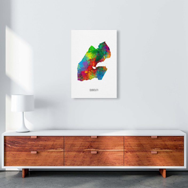 Djibouti Watercolour Map Art Print by Michael Tompsett A2 Canvas