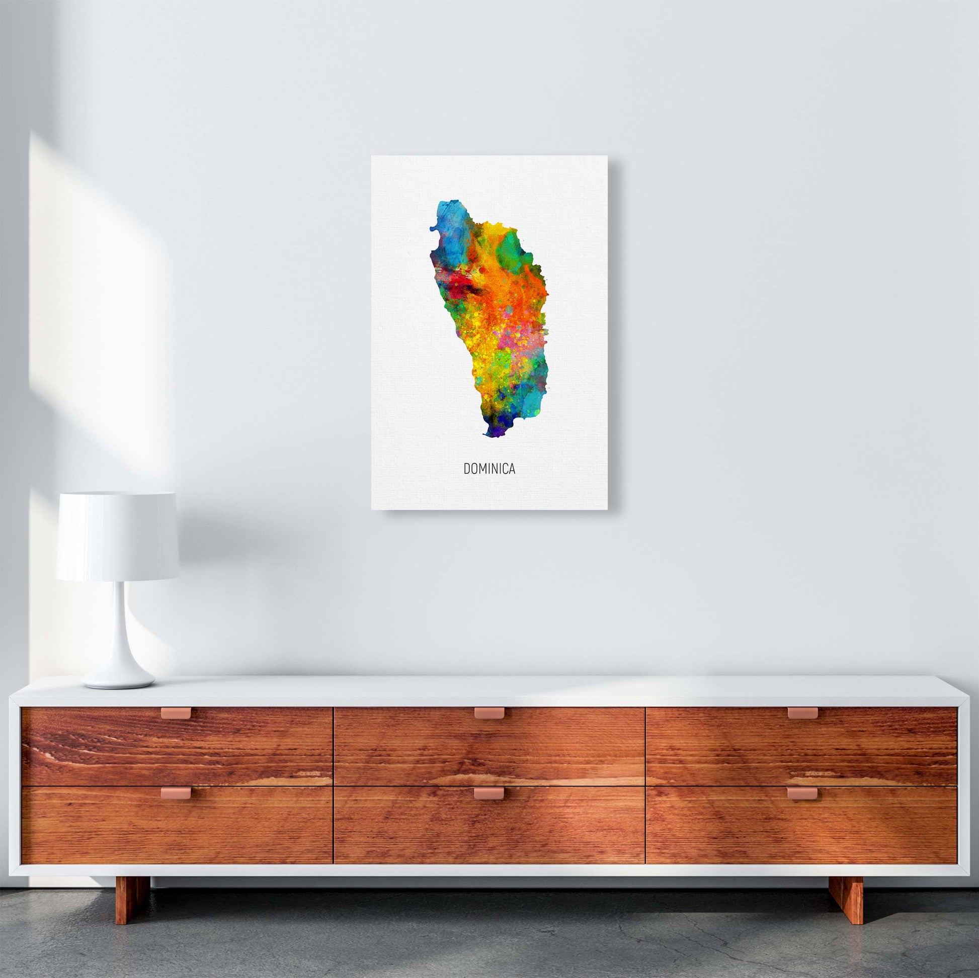 Dominica Watercolour Map Art Print by Michael Tompsett A2 Canvas