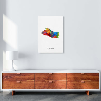 El Salvador Watercolour Map Art Print by Michael Tompsett A2 Canvas