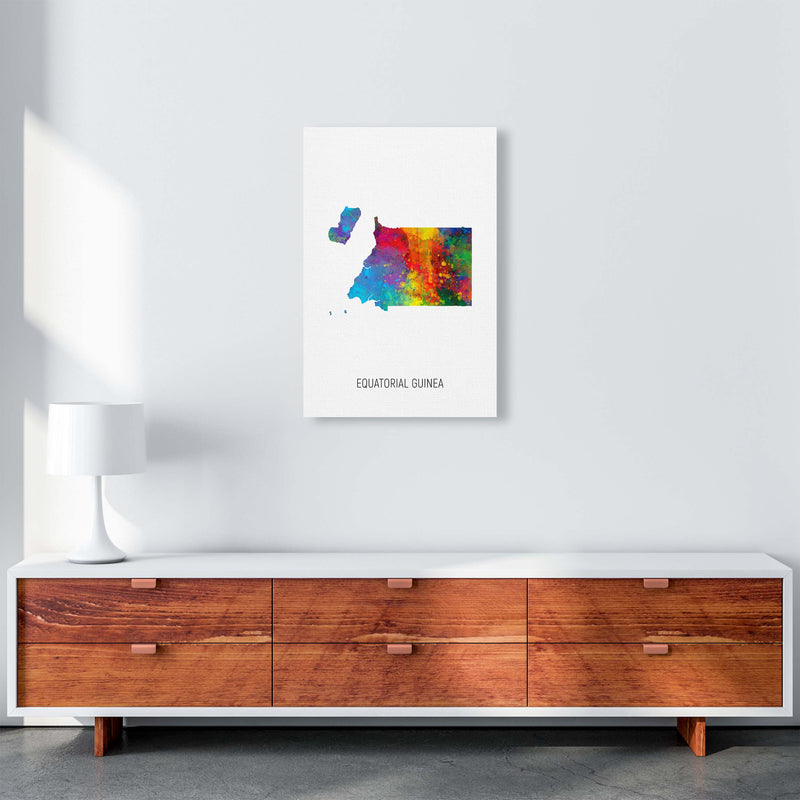 Equatorial Guinea Watercolour Map Print by Michael Tompsett A2 Canvas