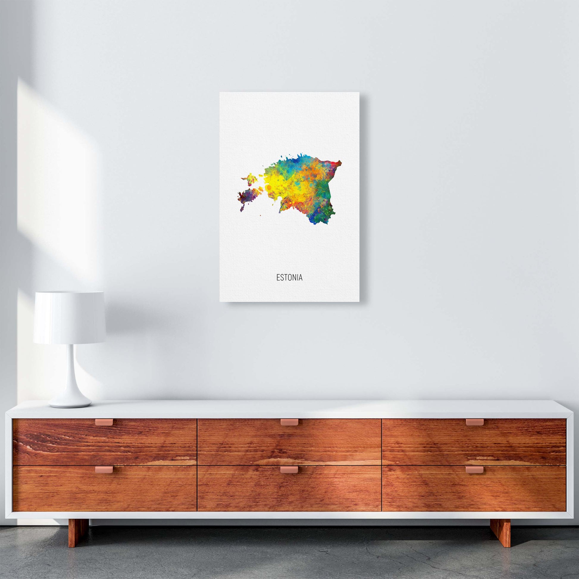 Estonia Watercolour Map Art Print by Michael Tompsett A2 Canvas