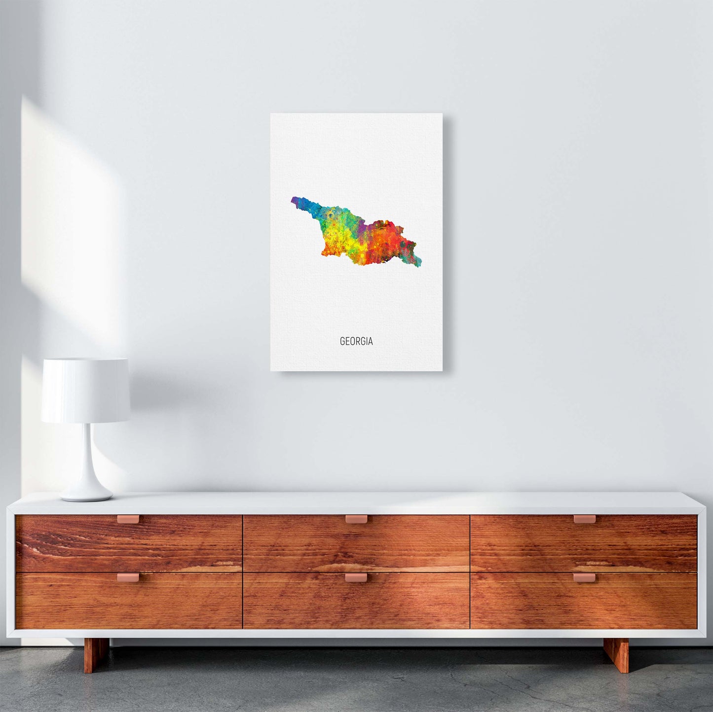 Georgia Watercolour Map Art Print by Michael Tompsett A2 Canvas
