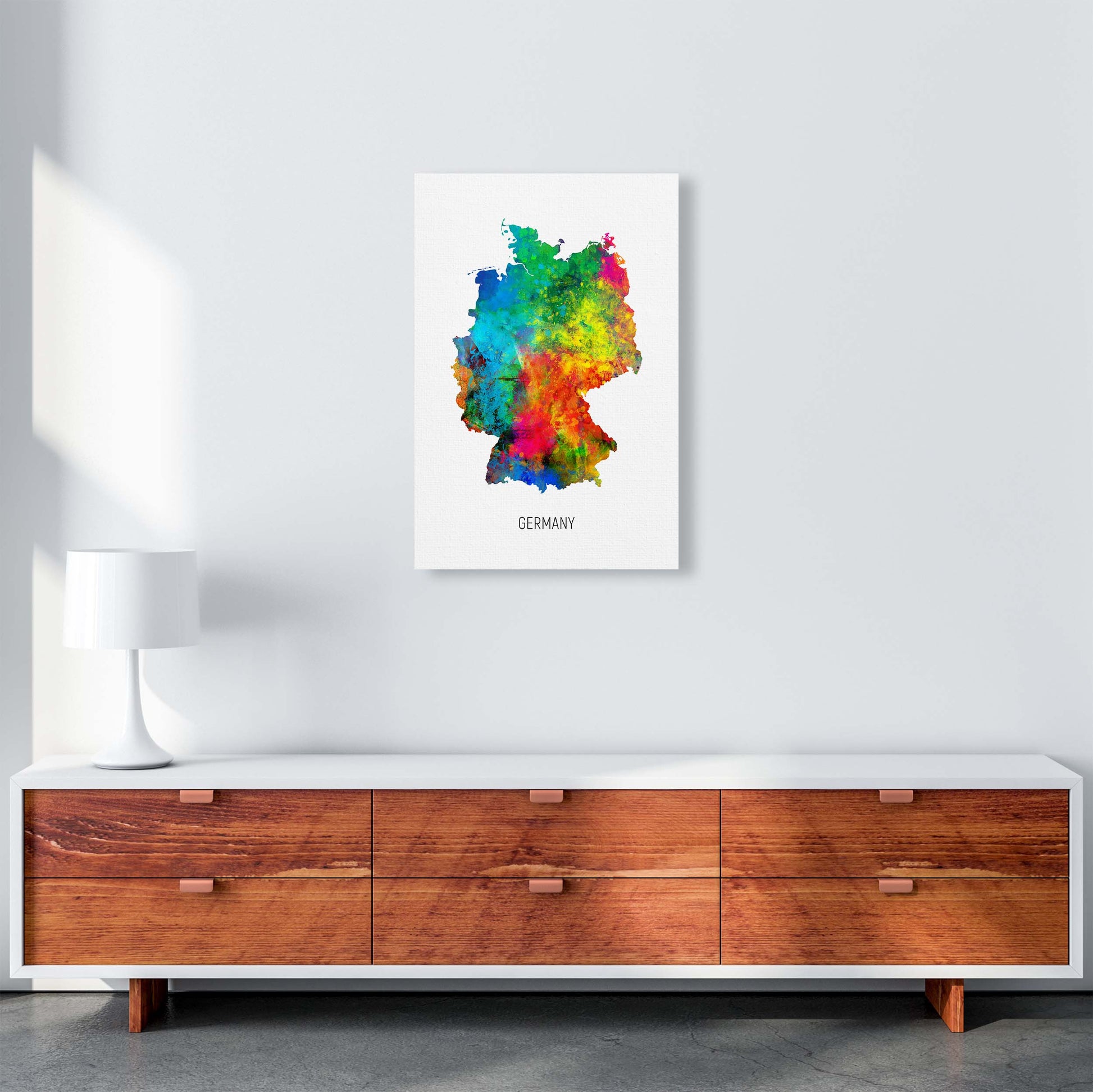 Germany Watercolour Map Art Print by Michael Tompsett A2 Canvas