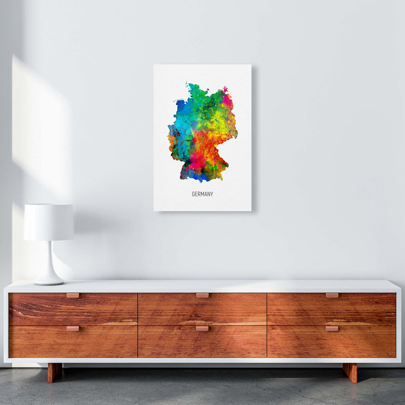Germany Watercolour Map Art Print by Michael Tompsett A2 Canvas