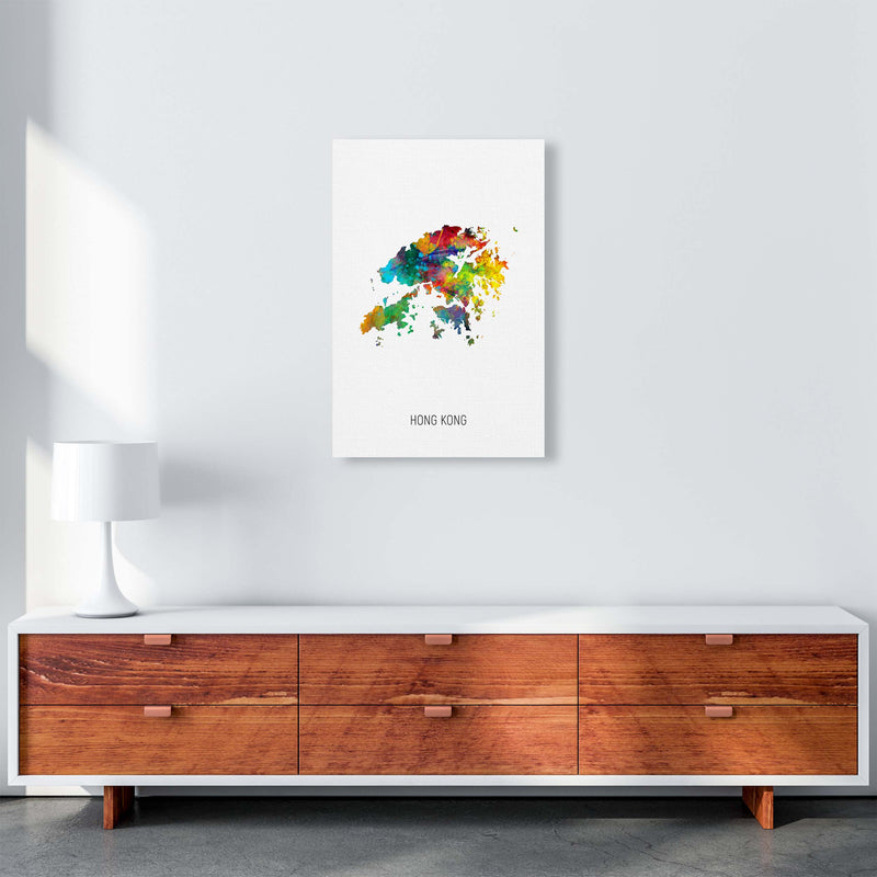 Hong Kong Watercolour Map Art Print by Michael Tompsett A2 Canvas