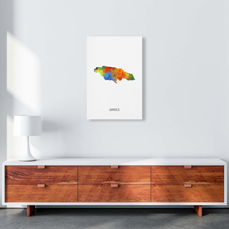 Jamaica Watercolour Map Art Print by Michael Tompsett A2 Canvas