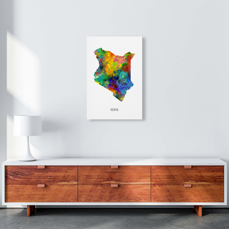 Kenya Watercolour Map Art Print by Michael Tompsett A2 Canvas