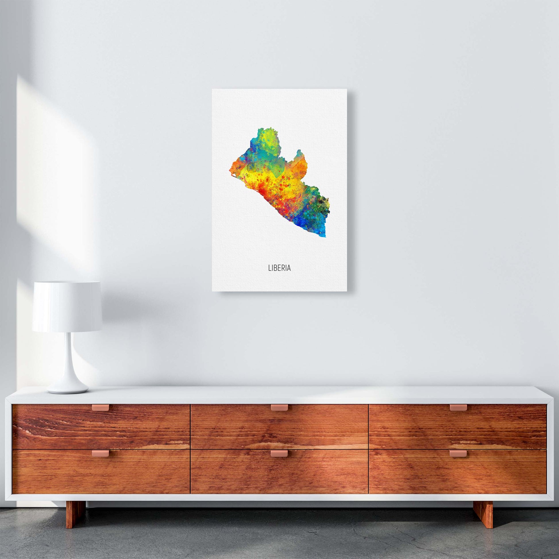 Liberia Watercolour Map Art Print by Michael Tompsett A2 Canvas