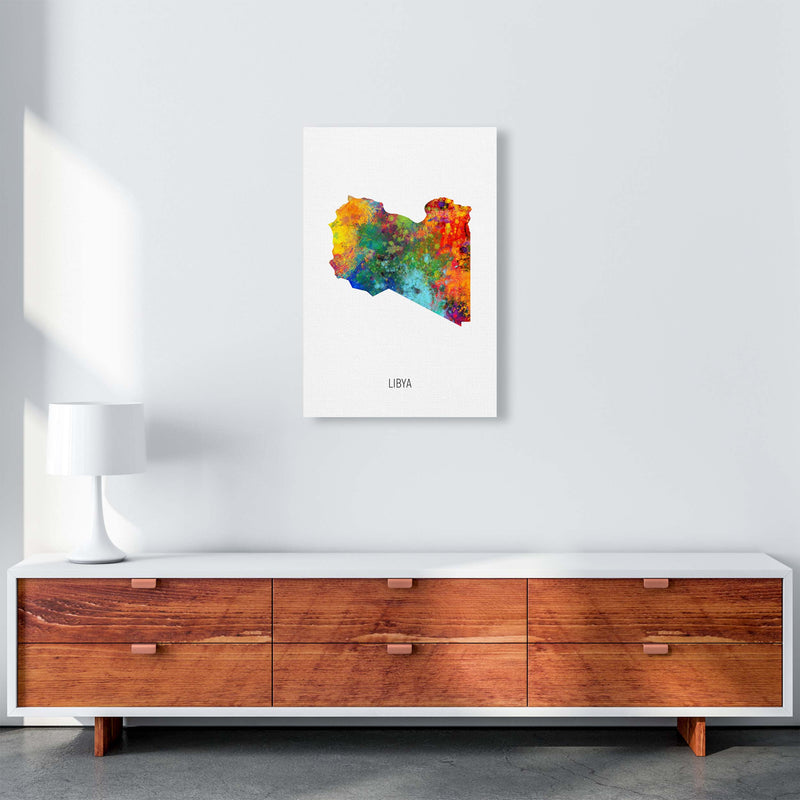 Libya Watercolour Map Art Print by Michael Tompsett A2 Canvas