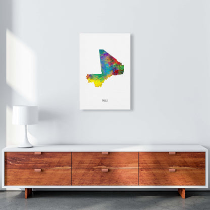 Mali Watercolour Map Art Print by Michael Tompsett A2 Canvas