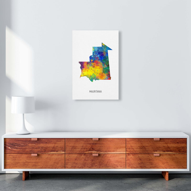 Mauritania Watercolour Map Art Print by Michael Tompsett A2 Canvas
