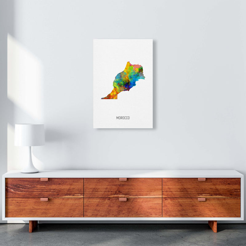 Morocco Watercolour Map Art Print by Michael Tompsett A2 Canvas