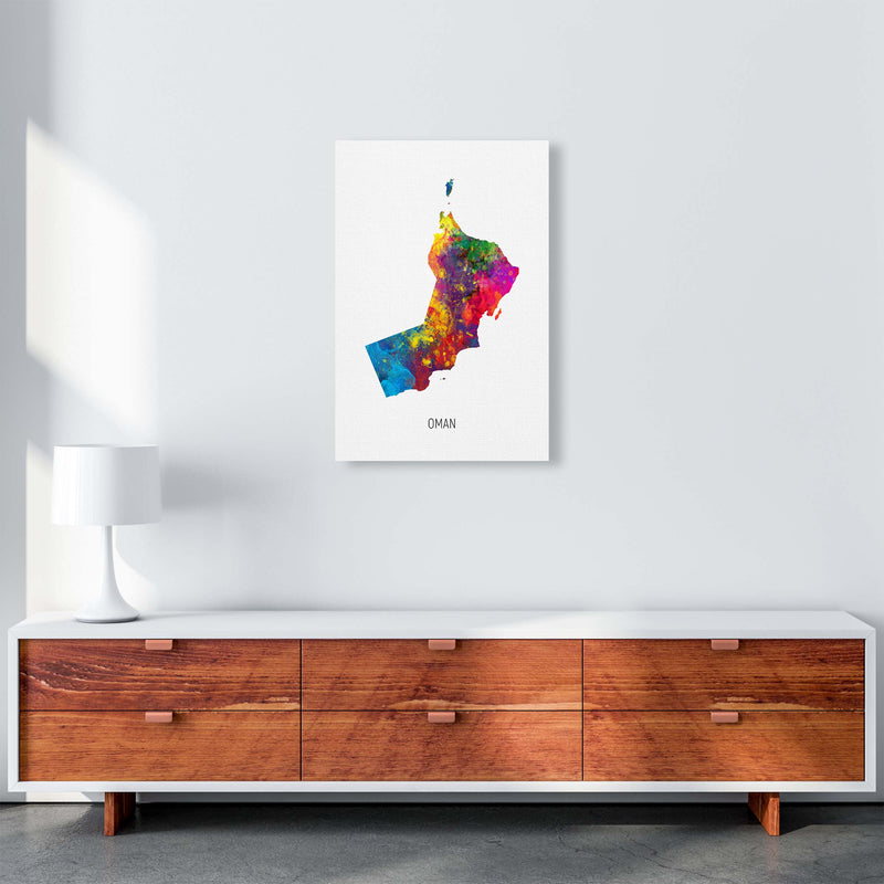 Oman Watercolour Map Art Print by Michael Tompsett A2 Canvas