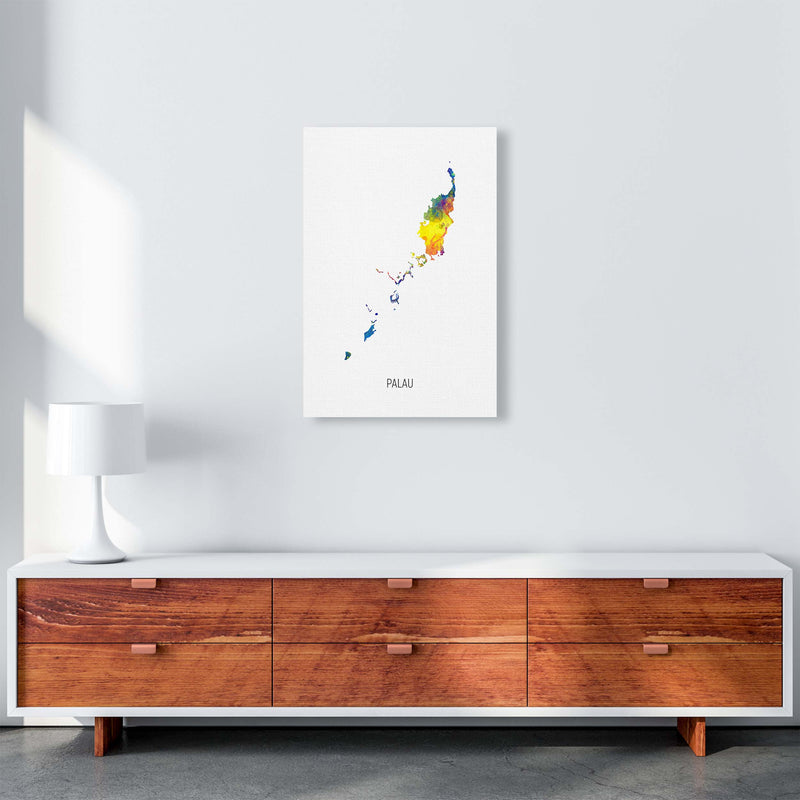 Palau Watercolour Map Art Print by Michael Tompsett A2 Canvas