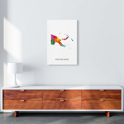 Papua New Guinea Watercolour Map Print by Michael Tompsett A2 Canvas