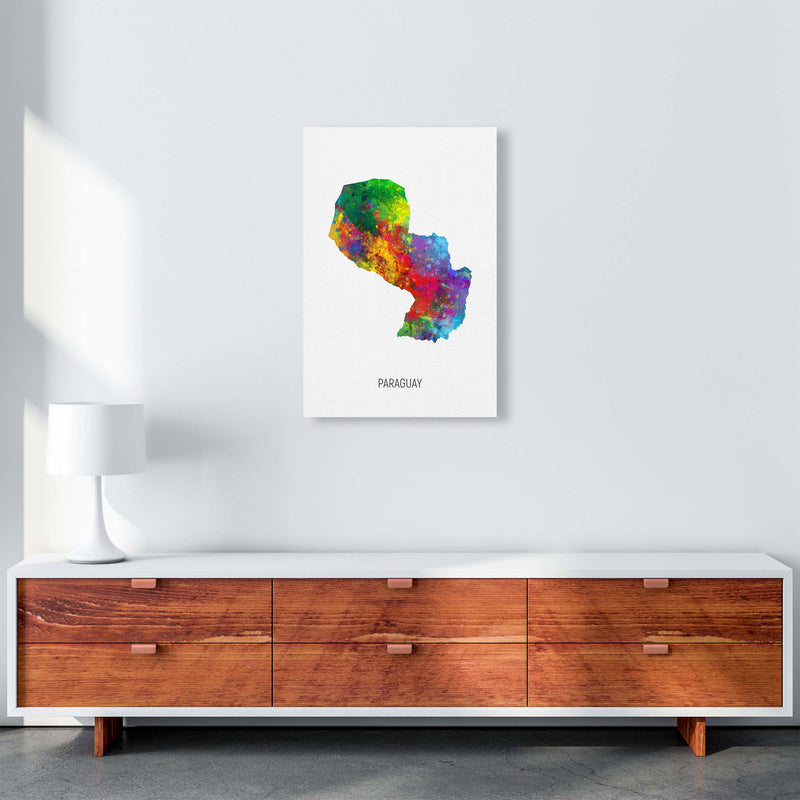 Paraguay Watercolour Map Art Print by Michael Tompsett A2 Canvas