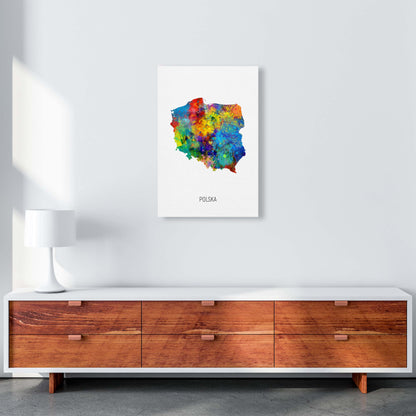 Polska Watercolour Map Art Print by Michael Tompsett A2 Canvas