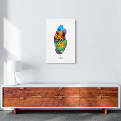 Qatar Watercolour Map Art Print by Michael Tompsett A2 Canvas