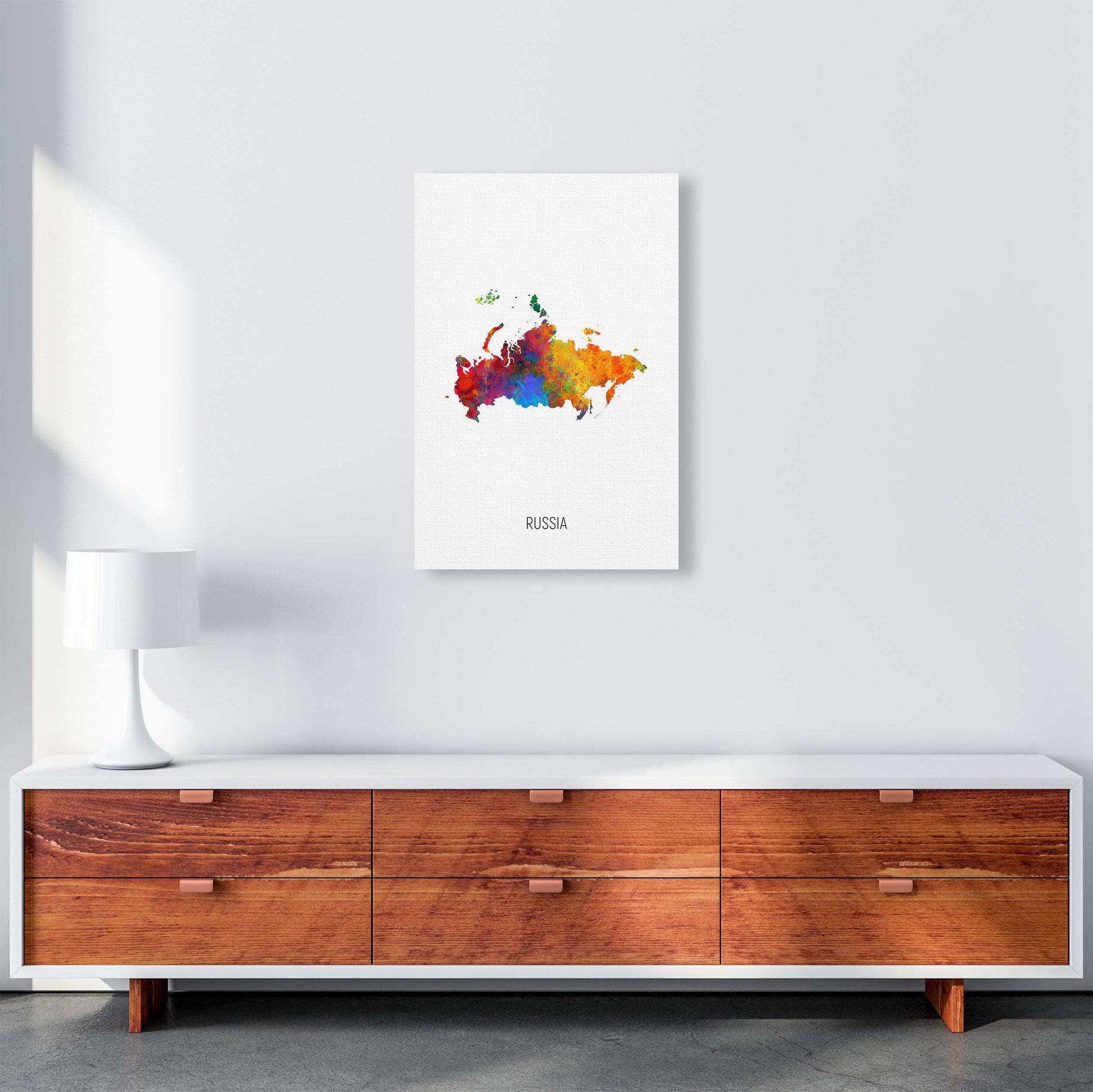 Russia Watercolour Map Art Print by Michael Tompsett A2 Canvas