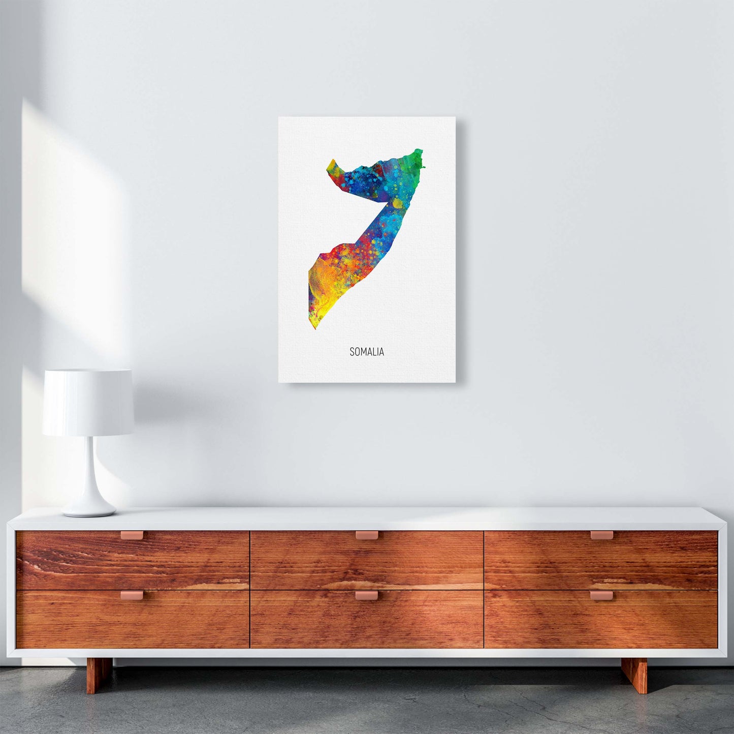 Somalia Watercolour Map Art Print by Michael Tompsett A2 Canvas