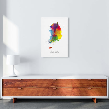 South Korea Watercolour Map Art Print by Michael Tompsett A2 Canvas