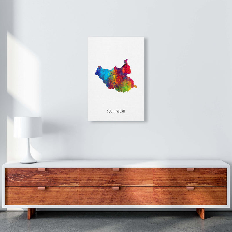 South Sudan Watercolour Map Art Print by Michael Tompsett A2 Canvas