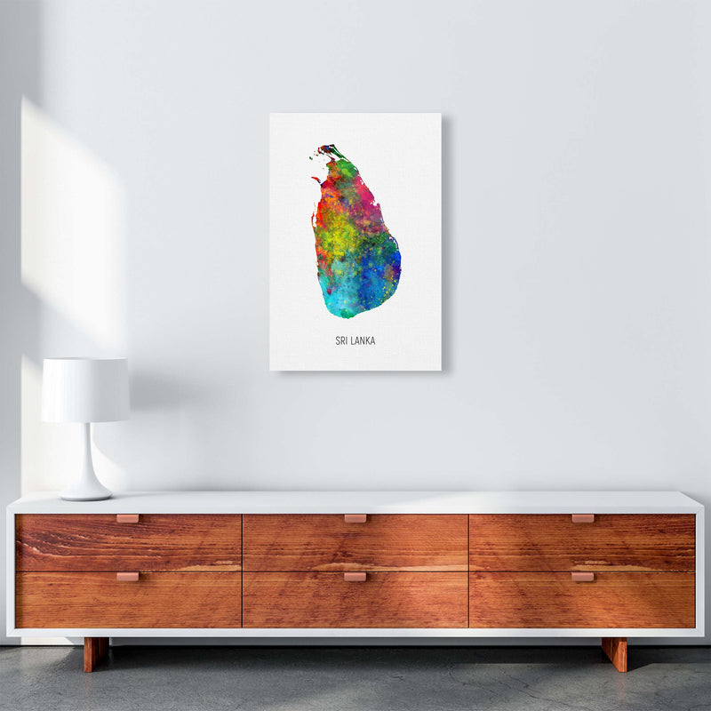 Sri Lanka Watercolour Map Art Print by Michael Tompsett A2 Canvas
