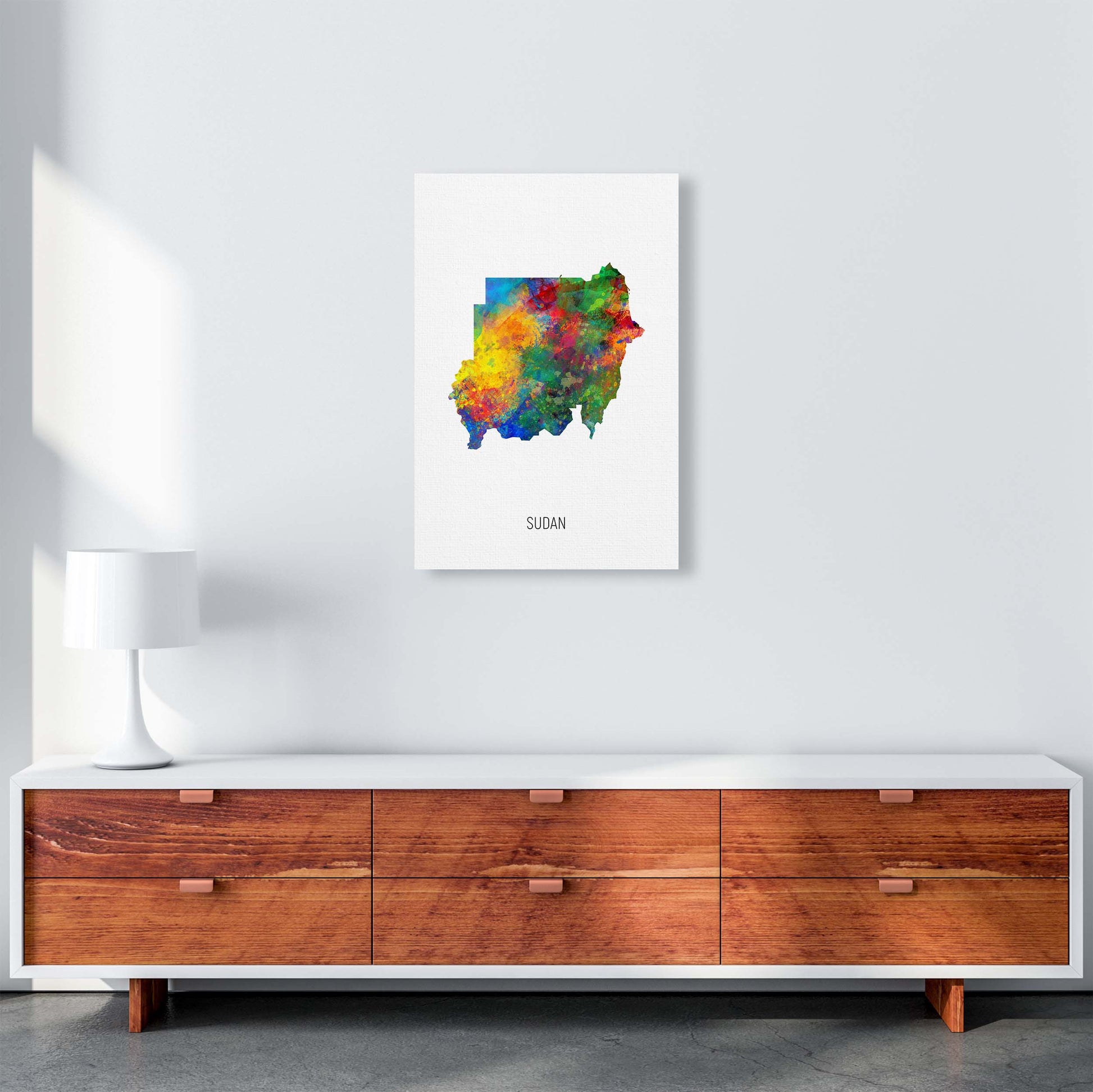 Sudan Watercolour Map Art Print by Michael Tompsett A2 Canvas