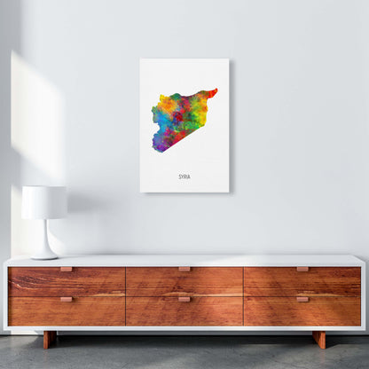 Syria Watercolour Map Art Print by Michael Tompsett A2 Canvas