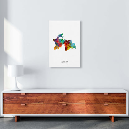 Tajikistan Watercolour Map Art Print by Michael Tompsett A2 Canvas