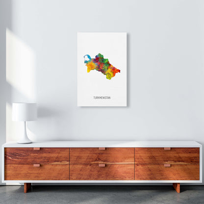 Turkmenistan Watercolour Map Art Print by Michael Tompsett A2 Canvas