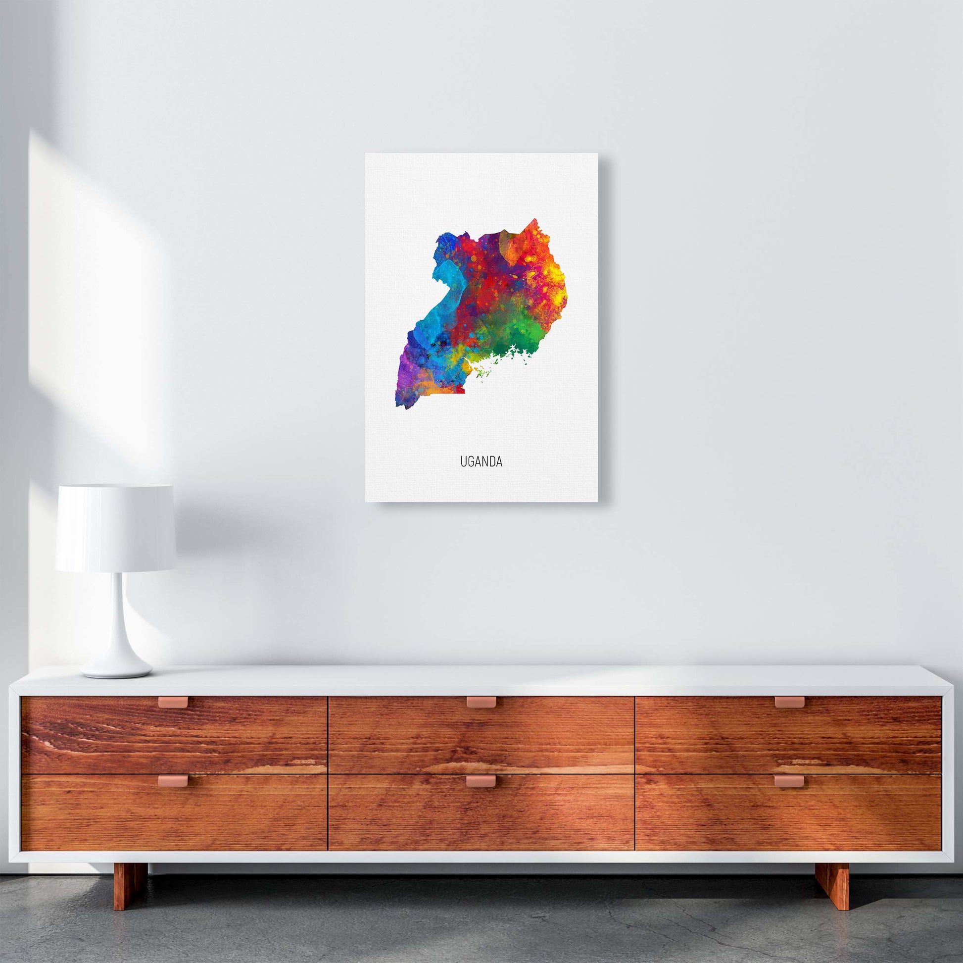 Uganda Watercolour Map Art Print by Michael Tompsett A2 Canvas