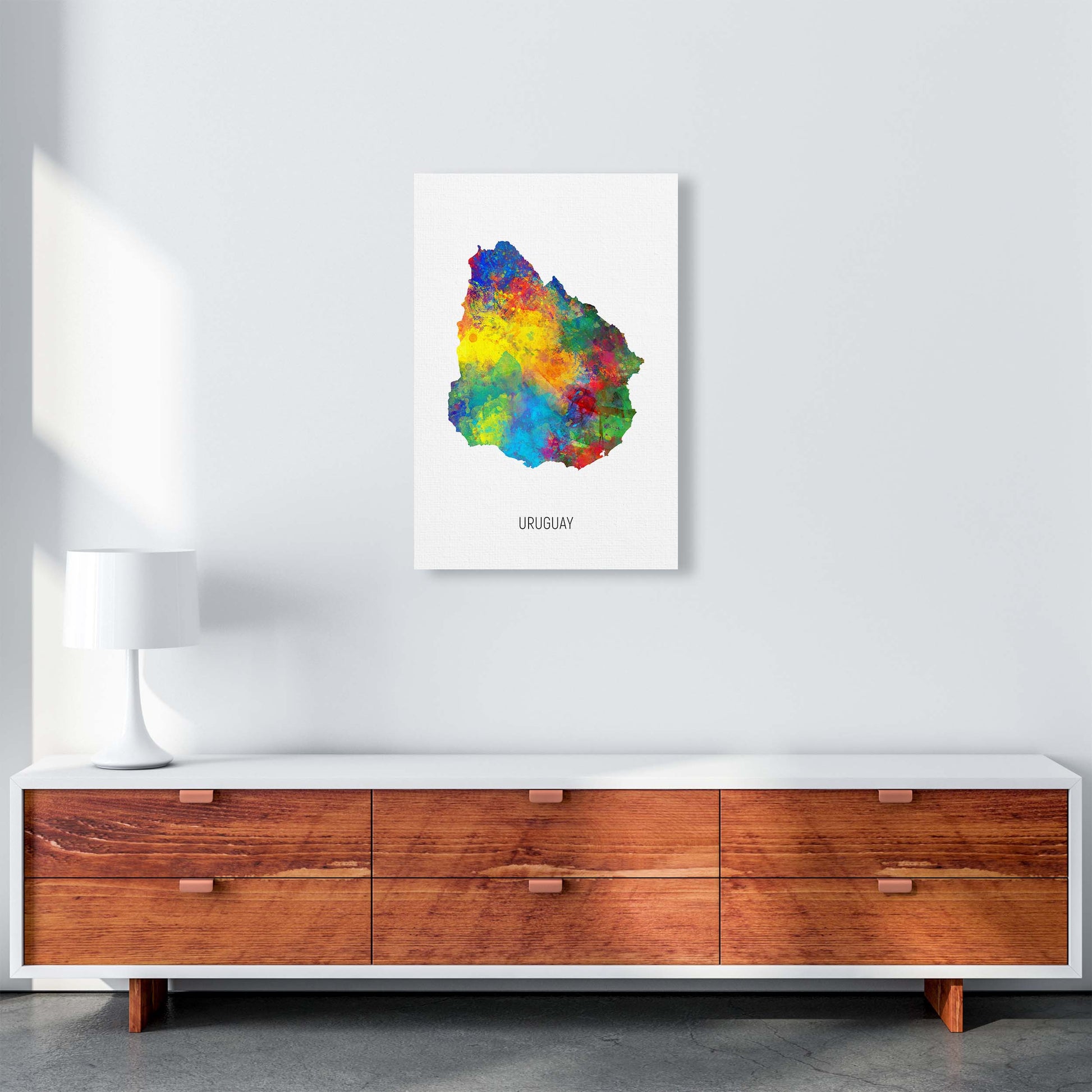 Uruguay Watercolour Map Art Print by Michael Tompsett A2 Canvas