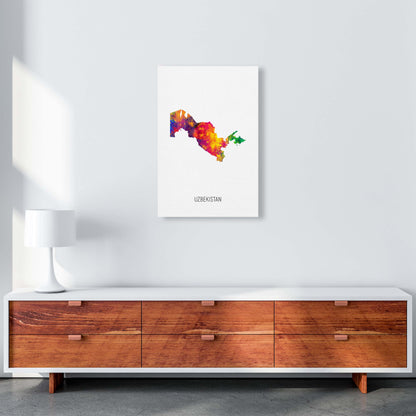 Uzbekistan Watercolour Map Art Print by Michael Tompsett A2 Canvas